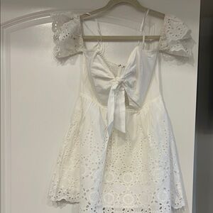 White Eyelet Dress with Bow Detail